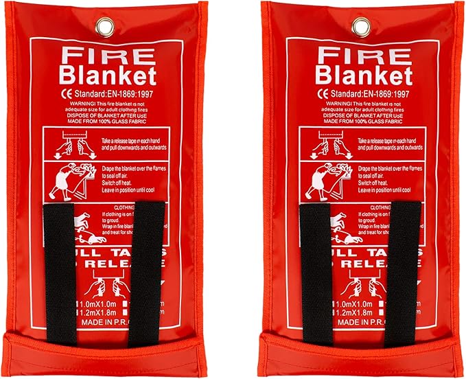 FLASLD Fire Blanket for Home and Kitchen, Fiberglass Fire Blankets Emergency for People, Flame Retardant Protection and Heat Insulation (3 ft x 3 ft - 2 Pack)
