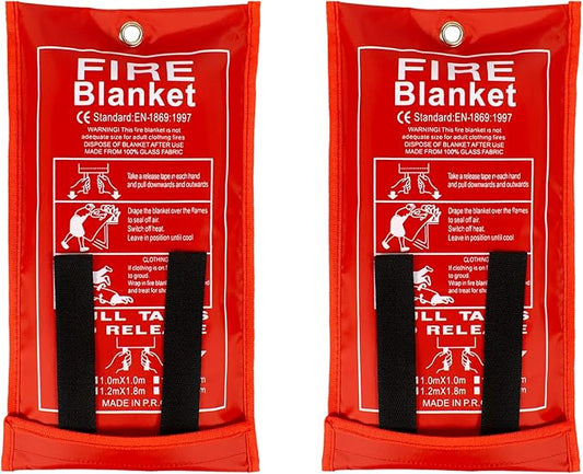 FLASLD Fire Blanket for Home and Kitchen, Fiberglass Fire Blankets Emergency for People, Flame Retardant Protection and Heat Insulation (3 ft x 3 ft - 2 Pack)