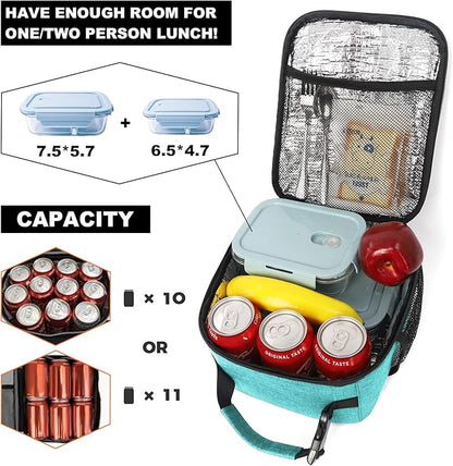 Femuar Lunch Box for Men Women Adults, Small Lunchbox for Work Picnic - Reusable Lunch bag Portable Lunch tote, Light Blue