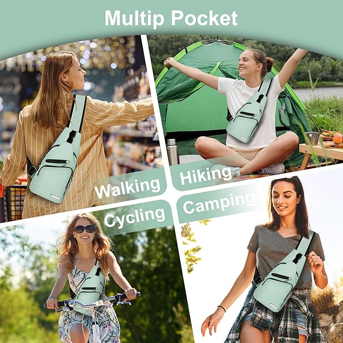 Sling Bag for Women Mens Crossbody Bag, Chest Bag Sling Backpack with USB Charging Port for Walking Hiking