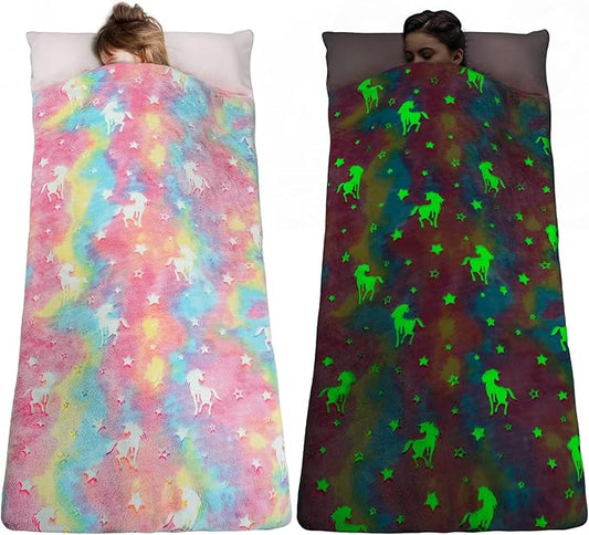 Sleeping Bag for Kids Glow in The Dark Slumber Bag for Girls and Boys Toddler Nap Mats, 62" x 28" Soft and Comfortable for Sleepover, Daycare, Preschool, Kindergarten