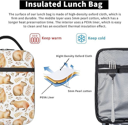 Capybara Lunch Box Reusable Insulated Lunch Bag Thermal Cooler Tote For Boys Girls Teen School Men Women Picnic Travel Hiking