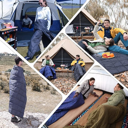 KingCamp Camping Blanket Lightweight, Multifunctional Warm Puffy Outdoor Blanket with Snap Button, Water Repellent, Backpacking Quilt for Travel, Airplane, Hiking, Picnic