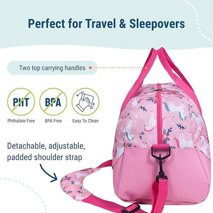 Wildkin Kids Overnighter Duffel Bag – Carry-On Size, Ideal for School & Sleepovers – Magical Unicorns