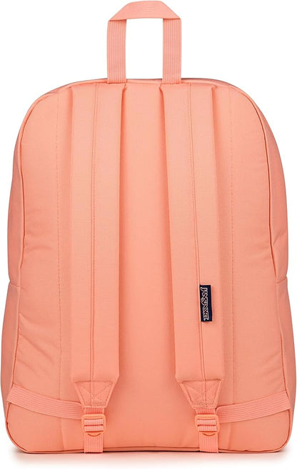 JanSport SuperBreak One Backpack - Durable, Lightweight Bookbag with 1 Main Compartment, Front Utility Pocket with Built-in Organizer - Premium Backpack, Peach Bum