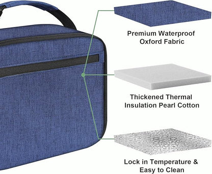 Kids Lunch Box for Boys Girls Lunch Bag Insulated Durable Lunchbox Children Lunch Tote Bag for School Dark Blue