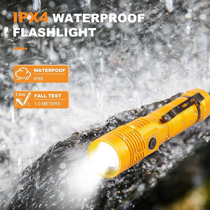 Small Tactical Flashlights 20000 High Lumens - 1500 Meters Long Beam Super Bright LED Magnetic Flashlight USB Rechargeable Zoomable 5Modes Long Beam Spotlight Flashlight for Hiking, Camping-Gold