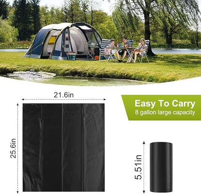 Portable Toilet Bags for Camping｜80 Liners Toilet Replacement Bags ｜ 100% Compostable & Biodegradable, 8 Gallon Thickened Bucket Liner for Outdoor Boating Trip, Trash Bags Plastic Free