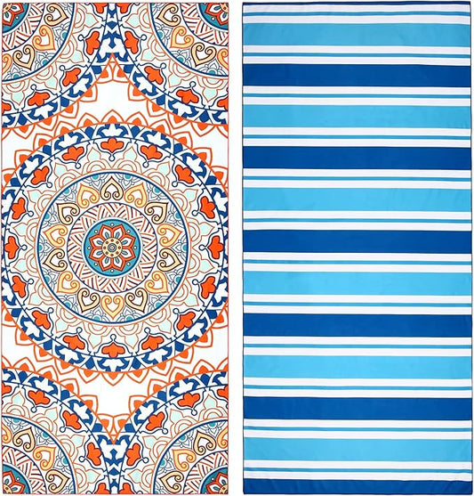 2 Pack Microfiber Beach Towel, Oversized Microfiber Pool Towel 75”x 35”, Sand-Free Beach Towel, Quick Drying Camping Towel, Super Absorbent Bath Towel Blanket, Soft Breathable and Lightweight