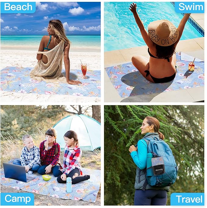 Microfiber Sand-Free Beach Towel 72"x36",Extra Large Lightweight Super Absorbent Thin Fast Drying Towels for Swimming Outdoor Hiking Yoga Girls Women Adults(Red Shell)