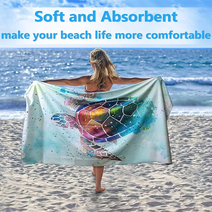 Microfiber Beach Towels 2 Packs, Oversized Quick-Dry Towels for Adults, Lightweight Thin Towels (72" x 36") for Swimming, Beach, Camping
