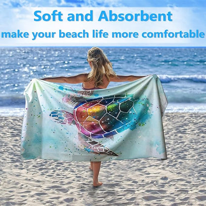 Microfiber Beach Towels 2 Packs, Oversized Quick-Dry Towels for Adults, Lightweight Thin Towels (72" x 36") for Swimming, Beach, Camping