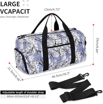 KAMO Travel Duffle Bag, Weekender Bags for Women with Shoe Compartment, Gym Bag for Women with Wet Pocket Workout Dance Tote Bag Personal Item Travel Bag with Trolley Sleeve