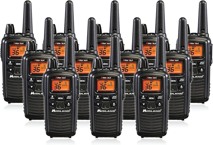 Midland LXT600VP3 36 Channel FRS Two-Way Radio - Up to 30 Mile Range Walkie Talkie - Black (Pack of 12)