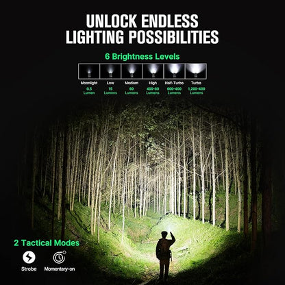 OLIGHT Warrior Nano Tactical Flashlight, 1200 Lumens Rechargeable LED Light with MCC Charger, Dual Switches EDC Flashlight for Emergency, Outdoors and Camping (Black)