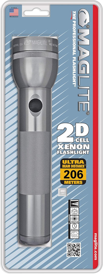 Maglite Heavy-Duty Incandescent 2-Cell D Flashlight, Gray