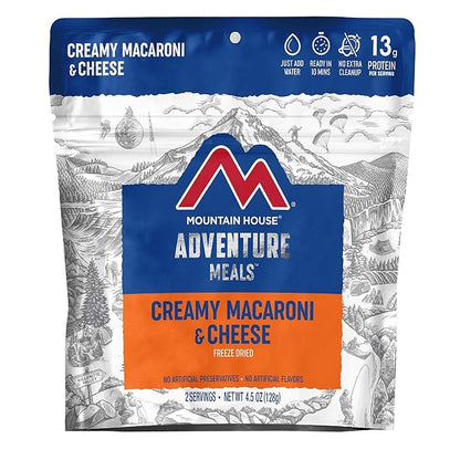 Mountain House Veggie Chorizo Breakfast Scramble 2-Servings & Creamy Macaroni & Cheese 2 Servings Bundle