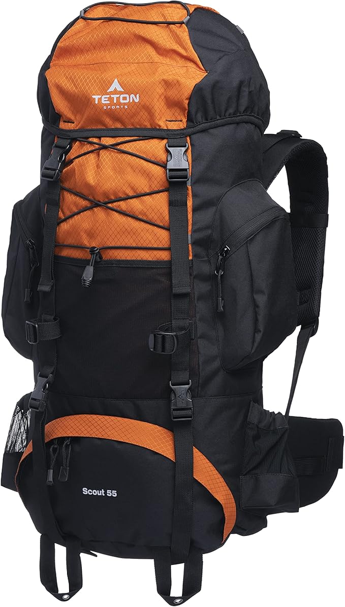 TETON 55L Scout Internal Frame Backpack for Hiking, Camping, Backpacking, Rain Cover Included