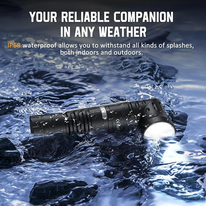 Wurkkos HD11 Right Angle Flashlight with Red Light,1800 Lumens Magnetic Flashlight 90 Degree Flashlight,Spotlight&Floodlight EDC Flashlight,IP68 Waterproof Flashlights for Working Outdoors,Repairing