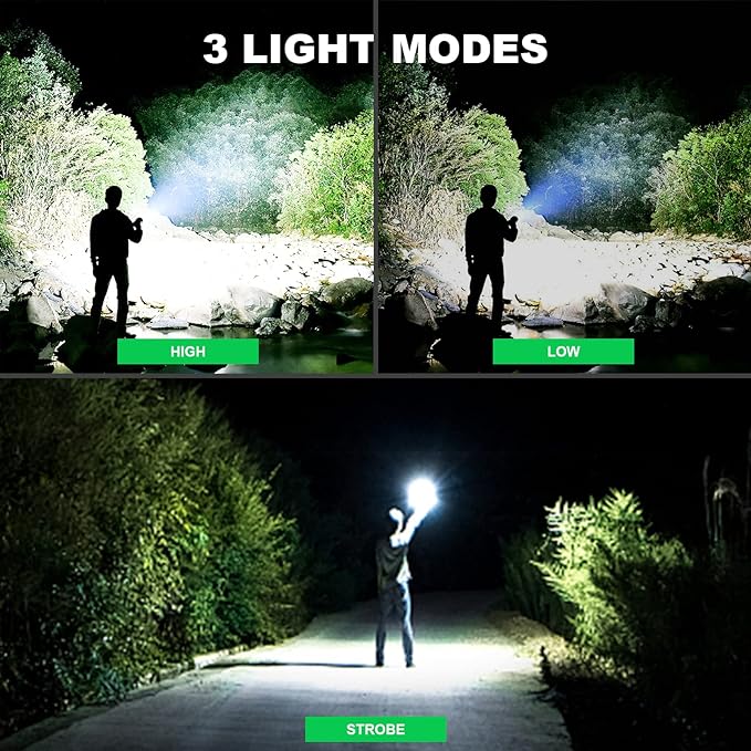 Rechargeable Flashlights 990,000 High Lumens - 2 Pack, 12 Hours Powerful LED Flash Light with 3 Modes, Super Bright & IPX5 Waterproof Torch for Camping, Home, Emergencies
