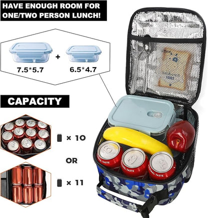 Femuar Lunch Box for Men Women Adults, Small Lunchbox for Work Picnic - Reusable Lunch bag Portable Lunch tote, Camouflage
