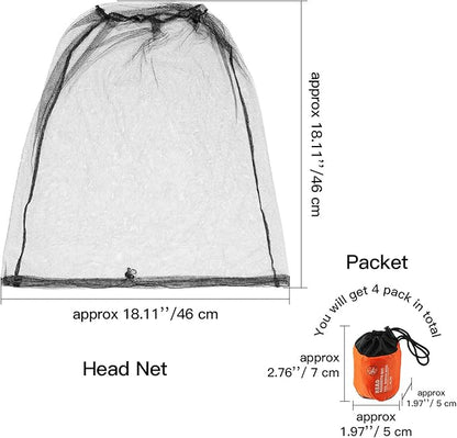 HESTYA 4 Pack Mosquito Net Face Mesh Net Protecting Net for Outdoor Hiking Camping Climbing Mosquito Fly Insects Preventing