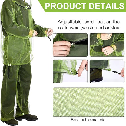 3 Sets Mosquito Net Suit Net Bug Pants Jacket Hood Pants Mesh Insect Proof Body Clothing for Fishing Hiking Camping(S/m)