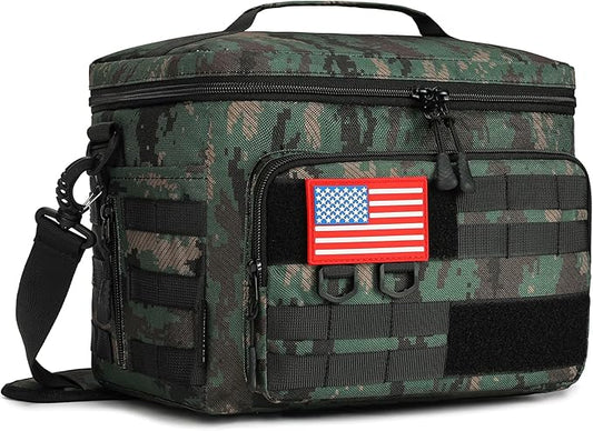 RalChyez Tactical Lunch Box, 13L Large Insulated Lunch Bag MOLLE Webbing Leakproof Thermal Cooler with Shoulder Strap Lunch Pail for Adult Men Women Office Work Camping Picnic Travel Acu Camo