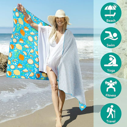 2 Pack Microfiber Beach Towel, Oversized Microfiber Pool Towel 75”x 35”, Sand-Free Beach Towel, Quick Drying Camping Towel, Super Absorbent Bath Towel Blanket, Soft Breathable and Lightweight