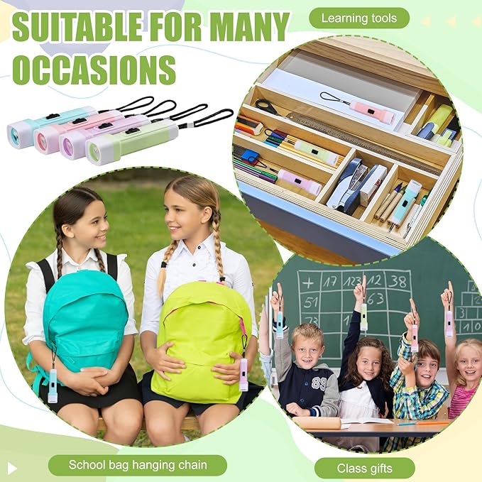 24 Pcs Mini Flashlight Bulk Small Multicolor LED Flashlights with Lanyard Portable Flashlights Lightweight Handheld Flashlight for Night Party Favors Gift Camping Hiking Home(Macaron Style)