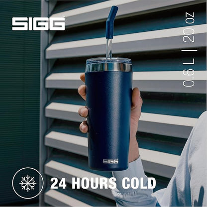 SIGG - Insulated Mug - Travel Mug Helia - With Durable Glass Straw & Cleaning Brush - Leakproof - BPA Free - 18/8 Stainless Steel - 15oz/20oz