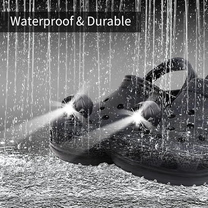 Vergissm Rechargeable Headlights for Croc, 2 PCs LED Flashlight for Croc, Waterproof Hands Free Flashlights with 3 Lighting Modes, Novelty Clog Lights for Camping, Dog Walking (White)