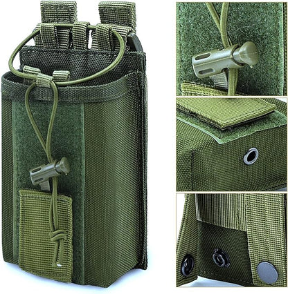 Molle Radio Pouch Holster Tactical Holder Duty Belt Accessories Military Heavy Bag for Two Ways Walkie Talkies Adjustable Storage with 1 Pack Patch