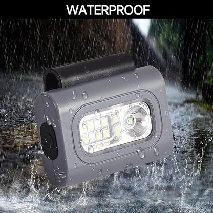 Rechargeable Running Light, 2Pack Waterproof LED Clip-On Light for Runners with 6 Lighting Modes, Reflective Running Gear for Hiking, Running, Biking, Walking Dog, Car Repair, Emergency (Grey)