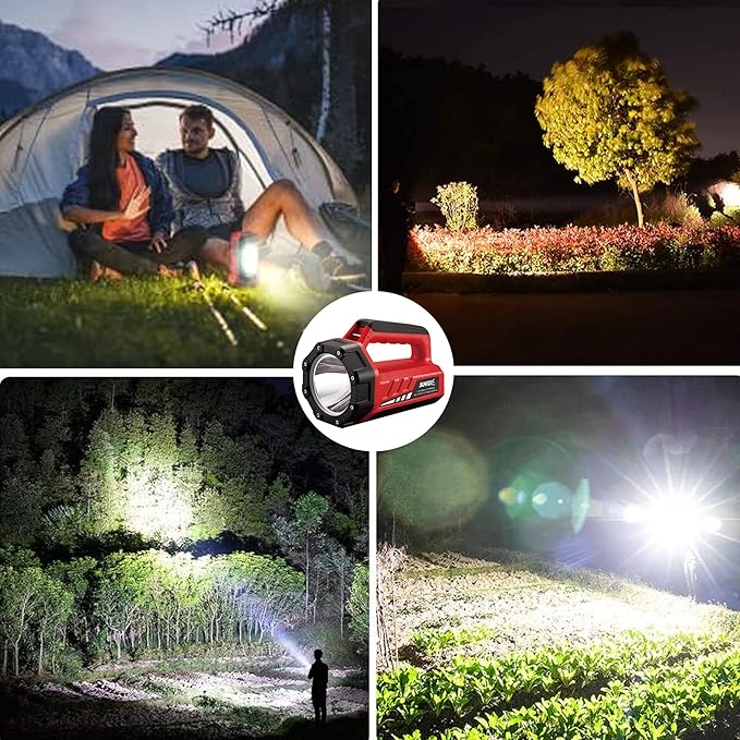 SUNREI Rechargeable LED Flashlight, 8 Light Modes Camping Lantern, 8000mAh Power Bank, Type-c, IPx6 Waterproof for Emergencies Power Outages, Hurricane Emergency, Hiking, Home, etc