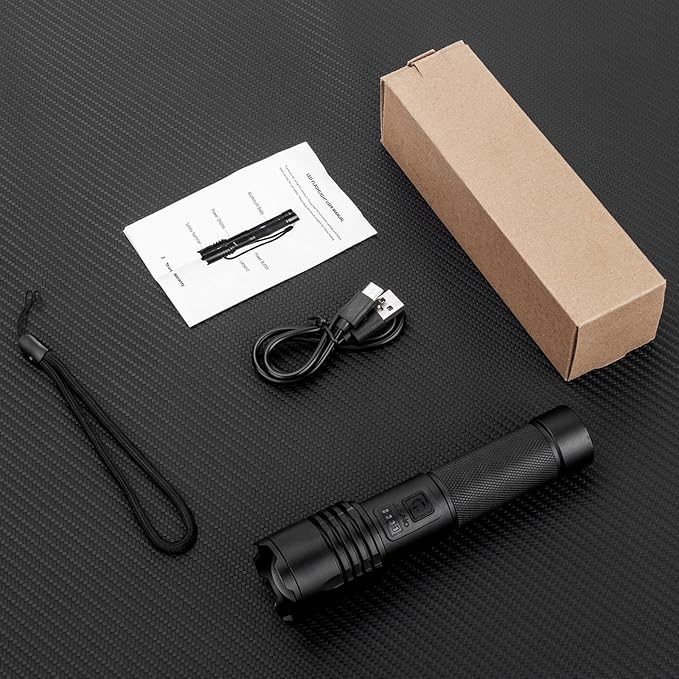 azamine Rechargeable LED Flashlight High Lumens - High Powered 990000 Lumen Super Bright Flashlights with 3 Modes, IPX6 Waterproof, Portable Handheld Flash Light for Home, Camping, Outdoor