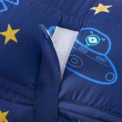 Kids Sleeping Bag Nap Mat with Pillow & Blanket – 3-in-1 Machine Washable Quilted Mat for Toddlers – Portable with Handles – 20" x 50" for Daycare, Preschool, Travel, & Sleepovers