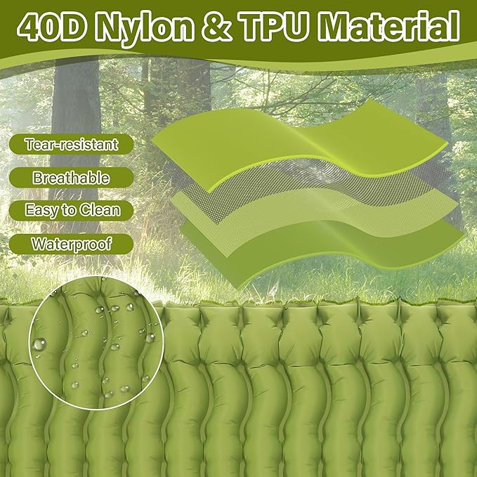 Sleeping Pad for Camping 2 Person, Backpacking Self Inflating Sleeping Pad Double 2 People Ultra Lightweight, Air Inflatable Foldable Camp Hiking Sleep Mat for Outdoor Tent 4 inch Thick, 78 x 55 inch