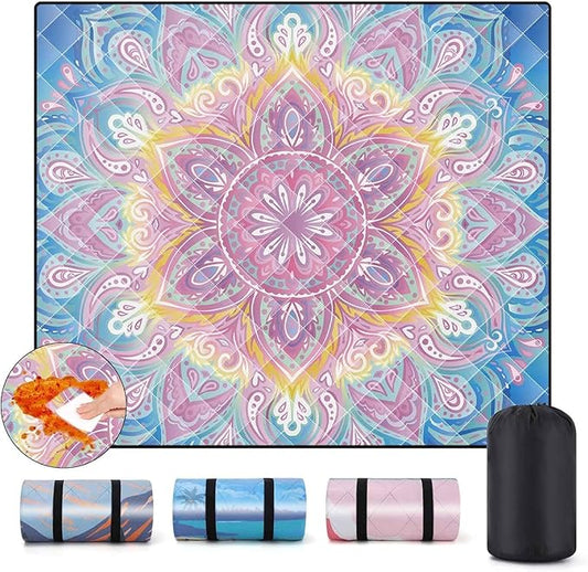 Picnic Blankets Waterproof Sandproof 60x80 Outdoor Portable Lightweight Extra Large Family Beach Blanket Camp Mat for Travel Foldable Outside Lawn Camping Essentials Mats for Grass