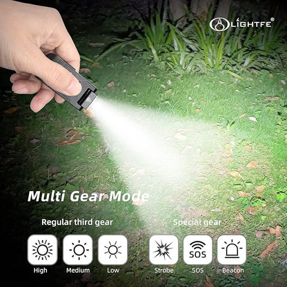 LIGHTFE MK62 Mini Keychain Flashlight USB Rechargeable Flashlight 280 Lumens Knuckle Head Long Runtime High Waterproof for Everyday Carry Camping Emergency LED Light Torch