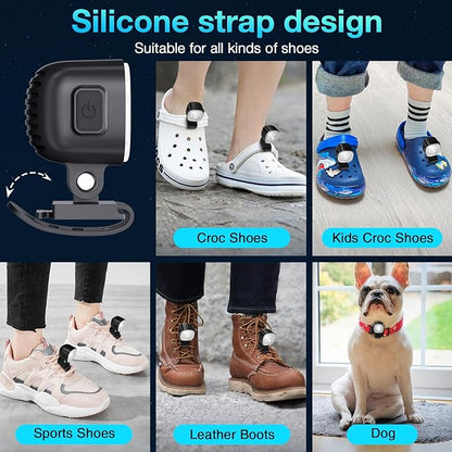 Croc Lights for Shoes Rechargeable, 2Pcs Adjustable and Waterproof Croc Headlights for Adult Shoes, 4 Light Modes, Croc Accessories are Great for Walking Dogs, Camping, and Giving Gifts