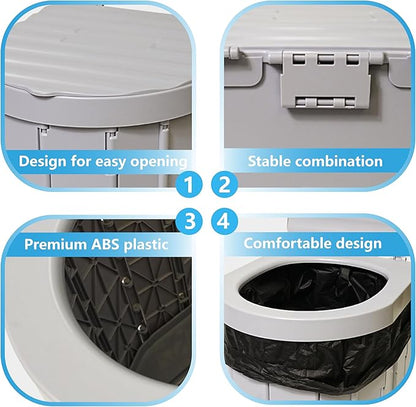 Portable Toilet for Adults，Extra Large Camping Toilets Portable with Lid, Folding Portable Toilet for Camping, Portable Potty for Adults with Trash Bag, Foldable Outdoor Toilet