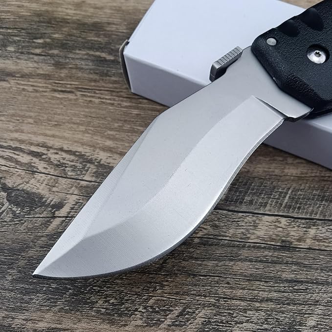 10.4in Unisex Adult Lockback Folding Knife - Tri-Ad Lock Pocket Knife with AUS8 Steel blade and Nylon Glass Fiber Handle，Thumb Plate and Belt Clip, for EDC Camping Hunting Survival