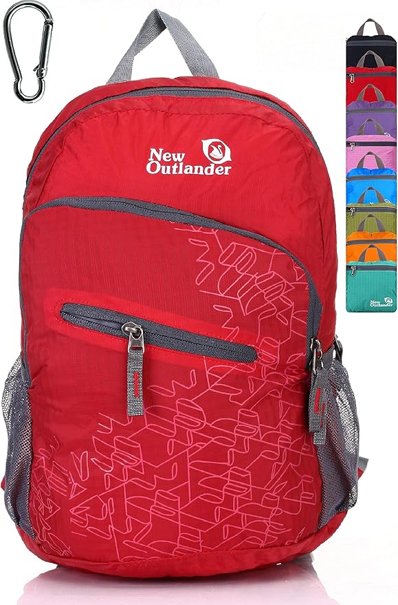 Outlander Packable Handy Lightweight Travel Hiking Backpack Daypack, Red