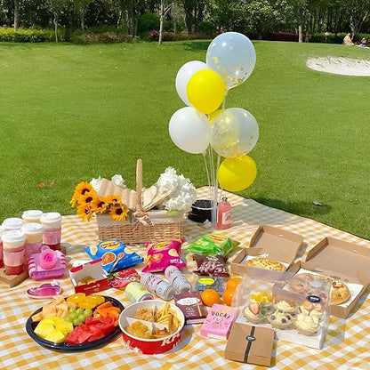 Large Picnic Blankets Waterproof Foldable Yellow Gingham Mat Tote bag for Outdoor Park Beach Camping Travel (80x80 inch)
