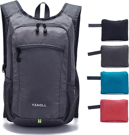 YZAOLL Small Hiking Backpack 15L Lightweight Packable Outdoor Hiking Daypacks for Women Men Travel Camping,DarkGray