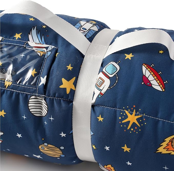Bunnikins & Clover Toddler Nap Mat with Removable Pillow, Nap Mats for Preschool, Easy Clean Toddler Nap Pad for Kindergarten, Kids Sleeping Bag for Travel Camping
