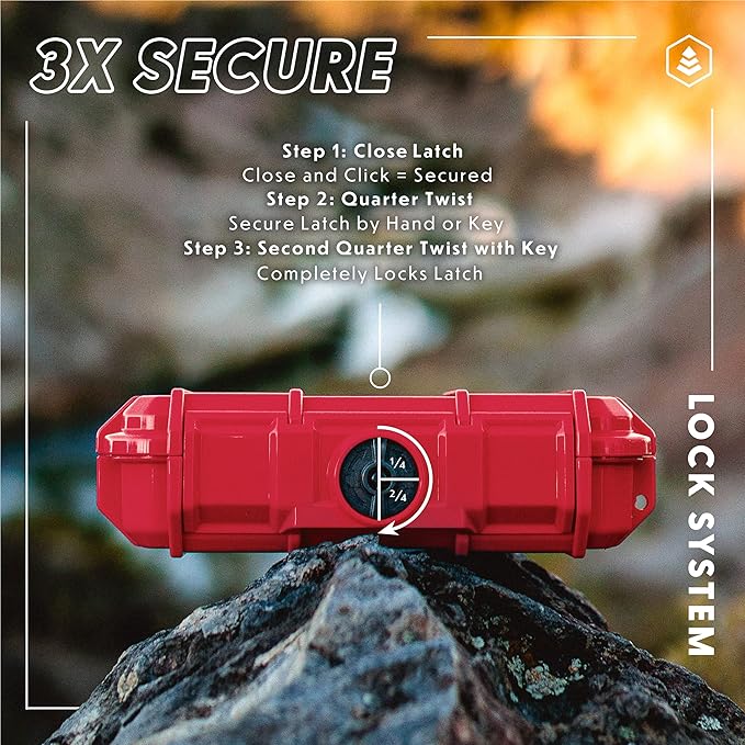 Evergreen 56 Waterproof Dry Box Protective Case with Pick & Pluck Foam - Travel Safe/Mil Spec/USA Made - for Cameras, Phones, Camping, Fishing, Hiking, Water Sports, Knives, Survival (Red)
