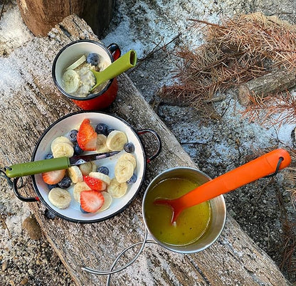 Tapirus Spork Tactical Green | BPA Free Spoon Fork, Stainless Steel Knife and Fire Starter | 3 in 1 multipurpose utensil | Outdoor hiking, camping & backpacking gear | Fit for MRE