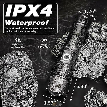ISUNMEA Rechargeable Strong Flashlight, Zoomable LED Powerful Flashlights 1500LM High Lumens w/ 5 Modes Waterproof Handheld Flash Light for Emergencies Outdoor Camping Hiking Home Power Outage (2)